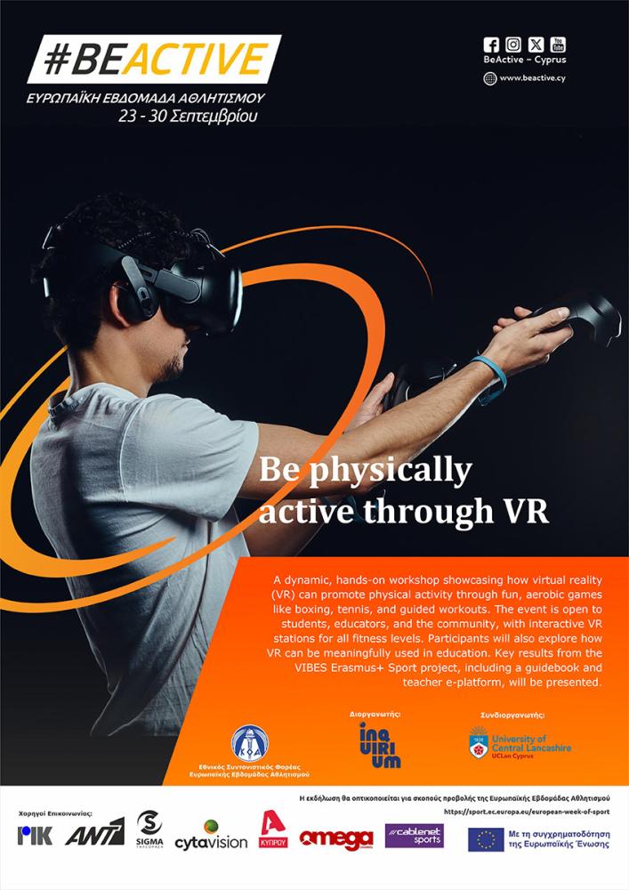 A dynamic, hands-on workshop showcasing how virtual reality (VR) can promote physical activity through fun, aerobic games like boxing, tennis, and guided workouts. The event is open to students, educators, and the community, with interactive VR stations f